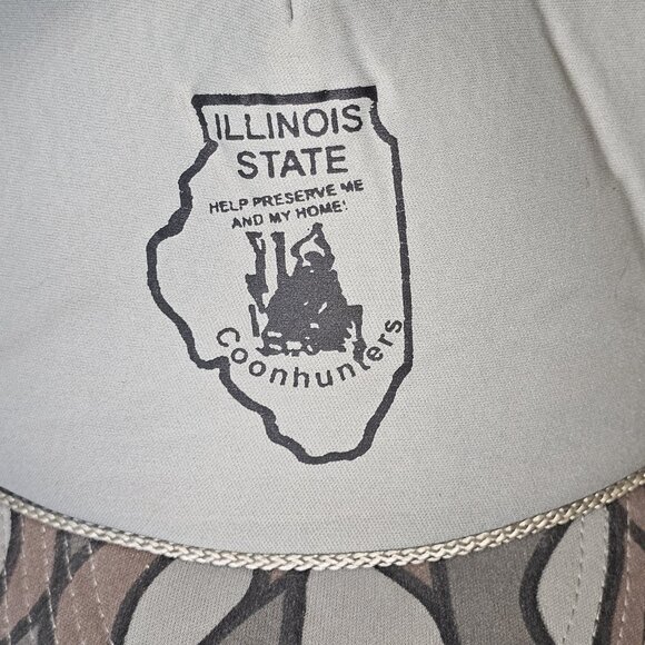 VTG Camo Rope Trucker Hat Coon Hunters Illinois Camouflage Cap Snapback Brown‎ - Picture 2 of 9